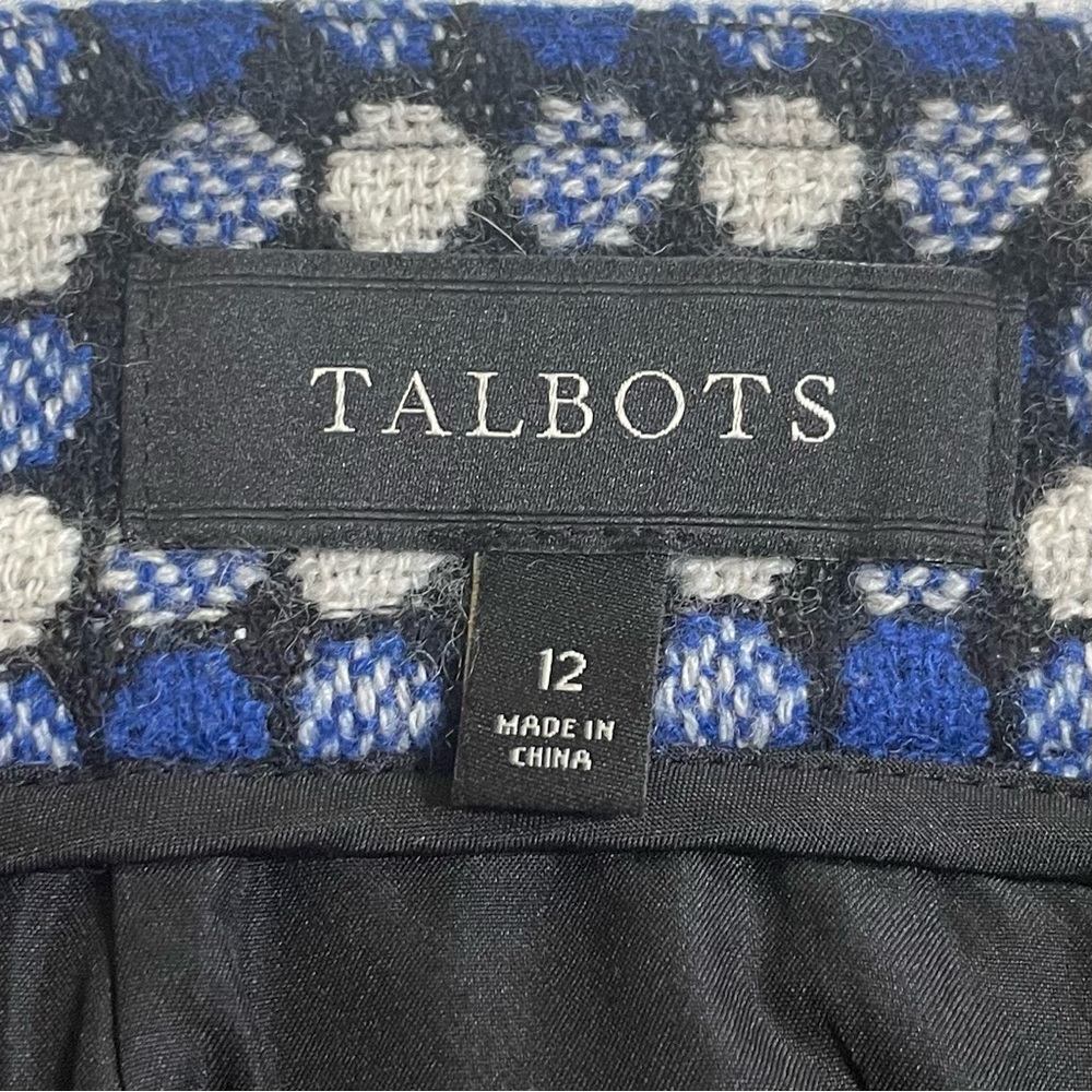 Talbots Navy and Cream Checkered A-Line Skirt - Picture 3 of 6